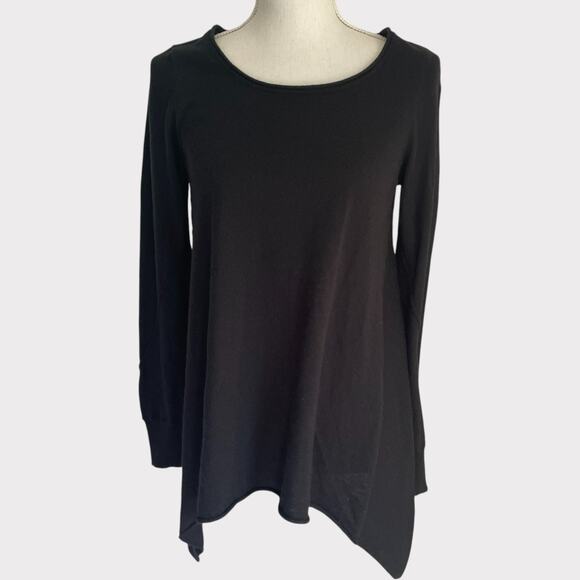 Joie Sweater Scoop Neck Long Sleeve Handkerchief Hem Black Wool Size Small - Picture 1 of 8